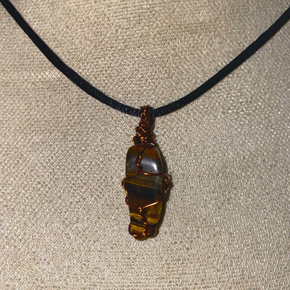 Wire Wrapped Tiger Eye Pendant